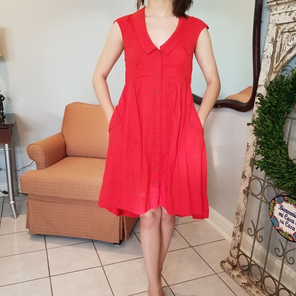 Anthropologie Red Postmark Hi-Lo dress, size 00